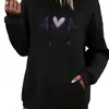 Sudadera con Estampado de Moda para Mujer Forrada de Polar Otoño e Invierno Estampado de Leopardo Estampado de Corazón Chaqueta con Capucha de Manga Larga