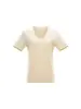 Camiseta fresca estilo coreano de 160g para mujer, de manga corta, cuello redondo grande, escote en la clavícula, corte recto holgado, top casual para el día a día