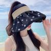 Chapéu Viseira de Verão, Chapéu de Borracha Preto com Proteção Solar, Chapéu de Sol com Proteção UV Casca para Mulheres, Dropshipping TikTok, Estilo Coreano de Aba Larga