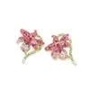 Pendientes de Moda Europeos y Americanos Creativos Exagerados Tendencia para Mujer Pendientes de Aleación Bauhinia Estilo Pastoral Personalizado Pendientes para Mujer Incrustados de Diamantes