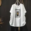 Blusas Elegantes de Verão para Mulheres 2026 Nova Tendência Branca Manga Curta Estampa de Desenho Casual Juvenil Versátil Tmht