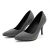 Nuevos zapatos planos de moda para mujer, punta fina, tacones de aguja, suelas de goma, antideslizantes, color liso, tacones altos, disponibles en tallas grandes para ventas transfronterizas
