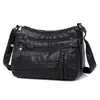 Bolsa Quadrada Pequena de Couro Macio Nova Feminina 2023 Bolsa Transversal Feminina Bolsa de Ombro para Meia-idade Bolsa de Mãe Bolsa Feminina de Couro Lavado Grande Capacidade
