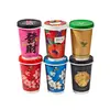 Copo de Papel Descartável para Café, Copo Espesso de Camada Dupla para Chá com Leite, à Prova de Vazamento, Copo Oco Isolado, Copo de Grau Alimentício Comercial com Tampa e Canudo