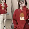 Fabricantes Transfronterizos Venta al por Mayor Otoño Nuevo Retro Americano Terciopelo Cuello Redondo Sudadera Mujer Estilo Coreano Estampado de Letras Top de Moda