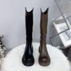 Botas Largas Estilo Zhao Lusi 2025 Caña Alta Suela Gruesa Aumento de Altura Cuña Botas de Motociclista para Mujer Tendencia Ins