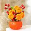 Decoración Artificial de Año Nuevo Fruta de Caqui Arreglo Floral Caqui Deseoso Fruta Roja Cubo de la Fortuna Adorno de Mesa para Sala de Estar Regalo de Bendición