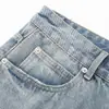 Jeans de Mezclilla Lavados y Rasgados Estilo Retro Americano para Hombres, Estilo Punk High Street, Pantalones Casuales Rectos Sueltos Desgastados y Descoloridos