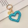 Chaveiro Criativo de Argila Cerâmica Coração Vazado Totalmente Diamantado Pingente Simples para Bolsa Feminina Coração de Pêssego com Pedras Strass Pingente para Chave de Carro