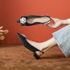 Zapatos Nuevos de Primavera 2025 para Mujer con Camelia de Pedrería, Punta, Tacón Grueso, Sandalias Francesas Nuevas de Tacón Bajo, Sensación de Altura para Mujer