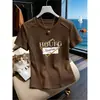 Estilo popular de verano diseño de espina de pescado sentido de diseño nicho rejuvenecedor corte ceñido favorecedor camiseta de manga corta de algodón puro top para mujer