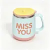 Taza de acero inoxidable con tapa, vaso de agua para el hogar, adecuado para dormitorio, estudiante, oficina, con pico y cuchara, taza de té, taza de café, taza de leche