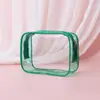 Bolsa de cosméticos de PVC gran capacidad estilo INS almacenamiento multifuncional con compartimentos separación seco/húmedo transparente impermeable bolsa de lavado