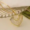 Aogu Moda Transfronteriza Lujo Accesible Chapado en Cobre Oro de 18 Quilates Zirconia Colgante de Corazón Collar para Mujer Nicho Gama Alta Cadena para Clavícula Nuevo