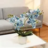 Set Personalizado de Dos Plantas de Orquídea Phalaenopsis de 21 Flores en Maceta para Decoración Floral del Hogar, Bonsái de Flores Artificiales, Adornos de Plantas Verdes para Jardinería de Escritorio