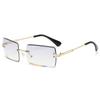 Nuevos Lentes de Sol Cuadrados sin Montura de Borde Cortado Personalizados de Moda Tendencia Moda Europea y Americana Popular Estilo Callejero Lentes de Sol Degradados