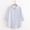 Ropa de Verano 2025 Estilo Japonés Camisa de Gasa de Algodón de Manga Tres Cuartos para Mujer Holgada Flor Bordada Algodón Puro Camisa de Manga Corta