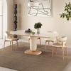 Mesa de comedor rectangular de estilo nórdico con placa de roca blanca pura para apartamentos pequeños, mesa de estilo crema, mesa de comedor y silla combinadas.