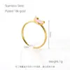 Anillo Transfronterizo de Acero de Titanio Europeo y Americano para Mujer, No se Desvanece, Versátil, Moderno, Sencillo, en Forma de Corazón, Anillo Ajustable, Anillo Chapado en Oro de 18K