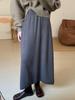 Falda de punto rizada de alta calidad de estilo coreano para mujer, otoño e invierno, nueva falda larga de cintura alta adelgazante, elegante y versátil engrosada