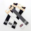 Calcetines Personalizados de Micro Presión para Otoño e Invierno, Delgados, con Tres Rayas Bordadas, Hasta la Rodilla, Calcetines Largos, Calcetines de Algodón, Calcetines para Mujer, Hasta el Muslo
