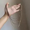 Collar de borla con cuentas florales azules de alta gama para mujer, un choker único para superponer, cadena para la clavícula chic y versátil