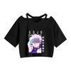 2023 New Spell Battle Around Animação Sling Shirt Shoulder Sexy Fashion Girl Manga Curta de Verão