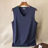 Chaleco térmico de terciopelo de doble cara, versátil, para hombre, ropa interior, para otoño e invierno, con forro polar, ajustado, sin mangas, cuello en V