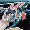 Colgante Creativo para Bolso de Cadena de Perlas, Llavero Exquisito, Estilo Coreano Aleación con Incrustaciones de Diamantes Lazo Llavero de Botella de Perfume para Mujer