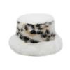 2025 Moda de Pasarela Europea y Americana Sombrero de Piel con Estampado de Leopardo Empalmado Sombrero de Pescador Grueso Cálido de Imitación de Piel de Zorro para Mujer