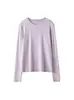 Camiseta de Punto de Seda y Lino con Cuello Redondo y Mangas Largas para Mujer, Corte de Hombro Regular, Top Interior Holgado y Amigable con la Piel, Tejido de Lino Tencel
