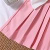 Traje de verano para niñas de estilo extranjero con camiseta de manga corta y falda plisada rosa, disponible en AliExpress entre Europa y Estados Unidos.