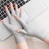 Luvas de Proteção Solar para Homens e Mulheres Finas Seda Gelo Respiráveis Dirigir Andar Pescar Meio Dedo Colheita de Chá Nail Art Vazamento 25 Dedos