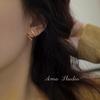 Pendientes Color Champagne para Mujer, Pendientes de Tachuela de Onda Espiral, Pendientes de Tachuela Giratorios de Línea, Estilo Minimalista, Accesorios para Orejas de Nicho