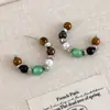 Pendientes de Cuentas de Colores Contrastantes con Ojo de Tigre y Ojo de Gato Estilo Retro Artístico ~ Nuevo Estilo Chino para Mujer, Pendientes Nuevos de Estilo Étnico