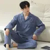 Pijama Estilo Novo 2026, Algodão Puro Primavera e Outono, Pode Ser Usado Fora, Cardigan Oversized de Manga Longa de Alta Qualidade, Conjunto 100% Algodão