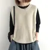 Colete de malha com gola redonda para mulheres, primavera e outono, novo colete feminino solto e artístico, roupa curta para uso externo