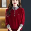 Suéter de Tricô Cinza Estilo Coreano Novo para o Inverno de 2026 para Mulheres, Casual, Simples, Único, Emagrecedor, Blusa de Manga Longa