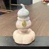 Gira-Gira de Cerâmica Perolada Eletrodepositada em Forma de Cuia, Ornamento Rotativo para Alívio de Estresse de Fortuna e Prosperidade, Decoração para Carro e Mesa de Chá para Alívio de Estresse
