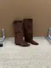 Botas de tacón de cuña, punta fina, caña alta, botas de mujer, colección otoño/invierno 2026, color albaricoque, ajuste ceñido, botas de montar, longitud hasta media pantorrilla