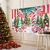Tela de Fondo Navideña de Venta Caliente Transfronteriza Tema Árbol de Navidad Muñeco de Nieve Regalos Fondo Fotográfico Escena de Fiesta Decoración