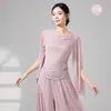 Nuevo conjunto de práctica de danza clásica para mujer con top tipo chal e inserciones de malla para entrenamiento diario de danza moderna