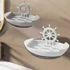 Porta Jabón Velero, Jabonera Pequeña con Forma de Barco, Adhesivo sin Taladro para Montar en Pared para Baño del Hogar, Estante de Almacenamiento con Drenaje