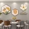 Pintura Decorativa para Restaurante Combinación Nórdica Pequeña Fresca Pintura Colgante Reloj de Pared Creativo de Flores Pared de Fondo del Comedor Mural de Pared en Seis Lados