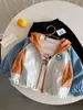 Casaco Infantil 2026 Outono Jaqueta Infantil Casaco Trench Coat Menino Cardigan Color Block Menina Top Versátil Estiloso