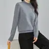 Novedades para otoño e invierno 2026: Suéter básico de punto medio con cuello semialto, 5% cachemira, holgado y estiliza, con un tacto relajado, suéter de lana Puyuan para mujer