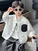 Camisa Bordada con Letras para Niños de Primavera y Otoño, Estilo Coreano, Camisa Casual Elegante y Versátil para Niños, Ropa de Moda para Niños Pequeños