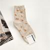 Calcetines para Mujer con Pequeños Estampados Florales, Calcetines de Media Pantorrilla, Calcetines de Algodón Dongdaemun Vívidos Absorbentes de Sudor, Versátiles para el Campus y el Uso Casual