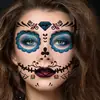 Suministro Transfronterizo Tatuajes Faciales Decorativos Europeos y Americanos para Halloween Calaveras Mexicanas Día de Muertos Pegatinas Decorativas para Mascarada