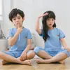 Pijamas Infantis, Pijamas de Verão de Algodão Puro de Manga Curta para Meninos, Conjuntos de Roupa de Casa para Meninas, Meninos Pequenos, Crianças Médias e Grandes, Roupas para Ar Condicionado